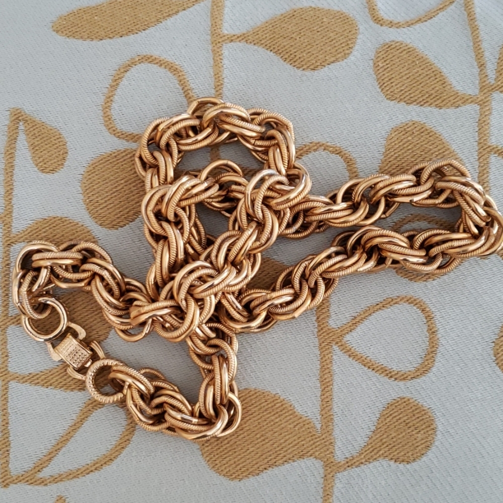 VTG Coro XL double link gold color chain necklace